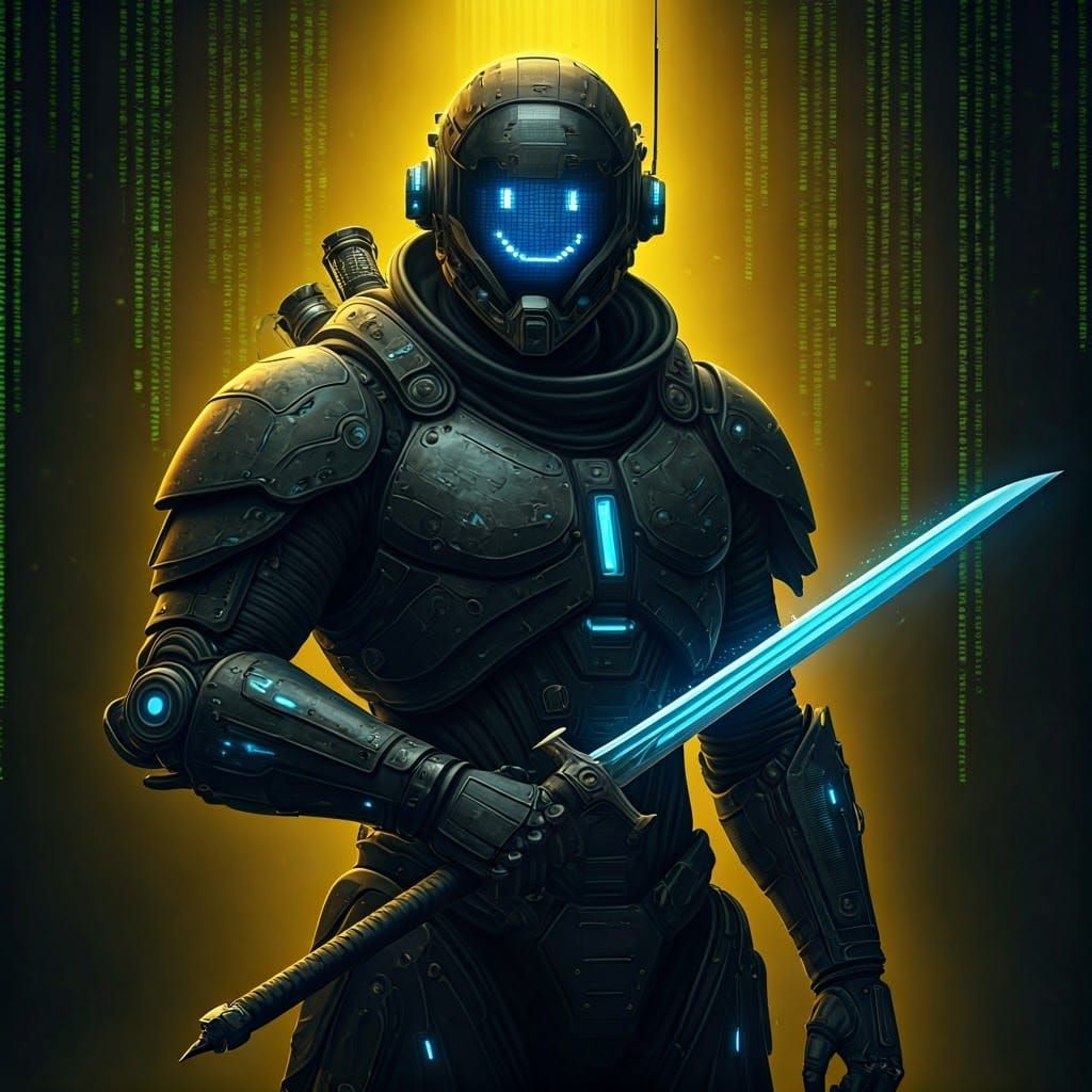 Cyber Information Scout in Futuristic Dystopian Armor