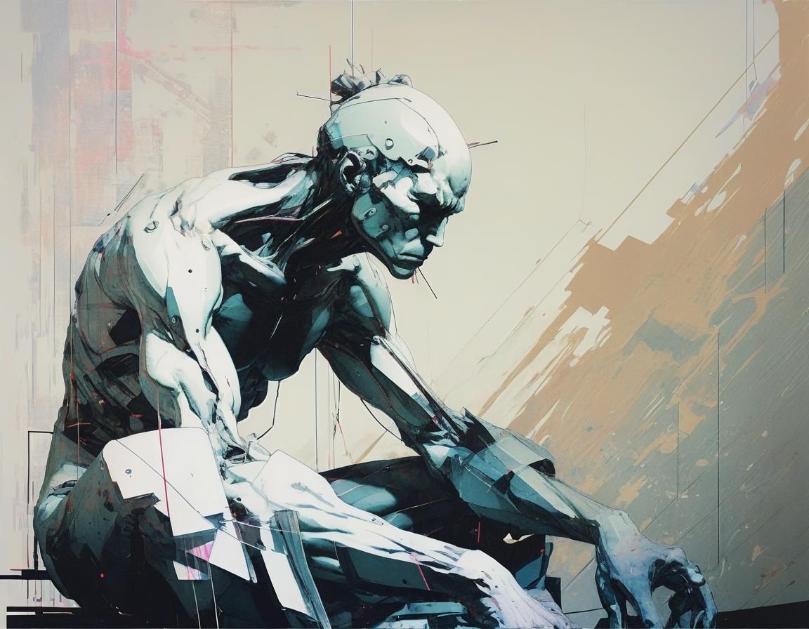 Glitch Art Sculpture in Comic Book Style