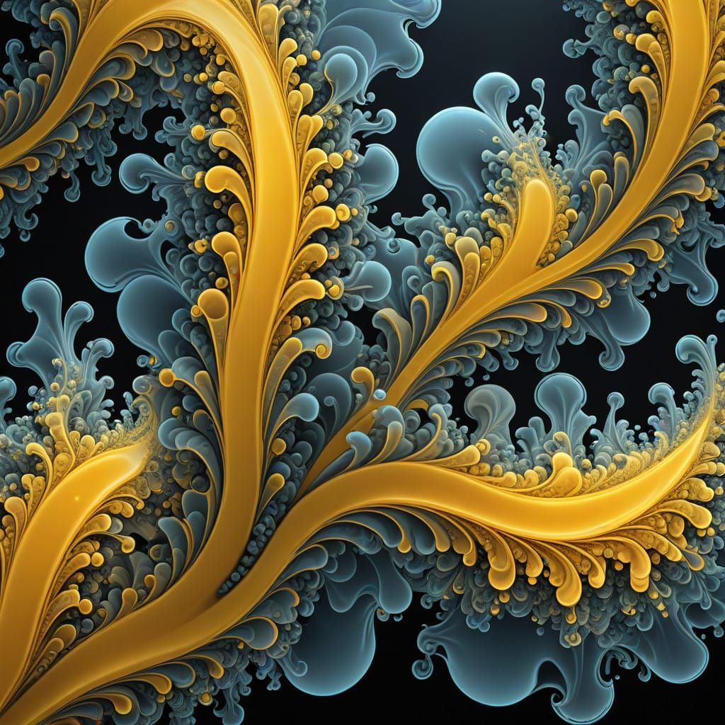 Abstract Fractal Vessel in Vibrant Yellow and Blue