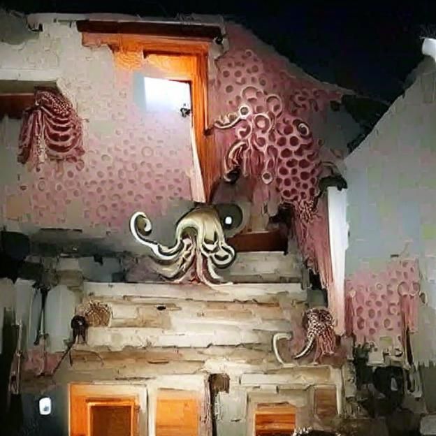 Giant Octopus Invades a House