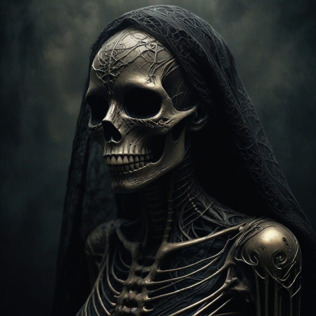 Gothic Death Figure in Flowing Black Garments