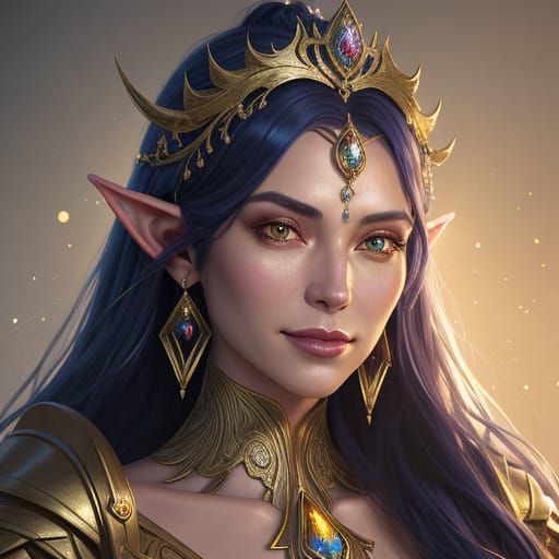 Ethereal High Elf Princess in Opulent Splendor