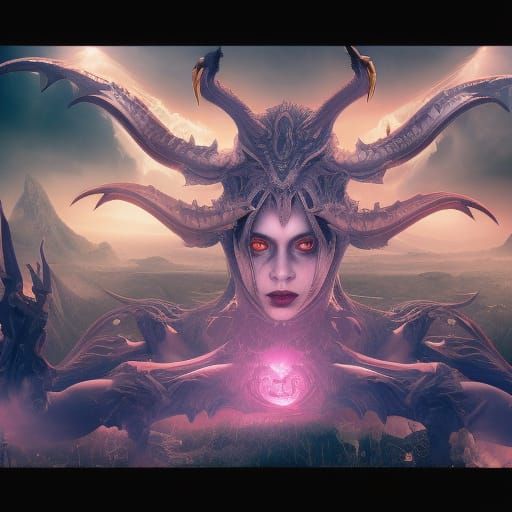 Detailed Satan Demon Form in a Horror Scene