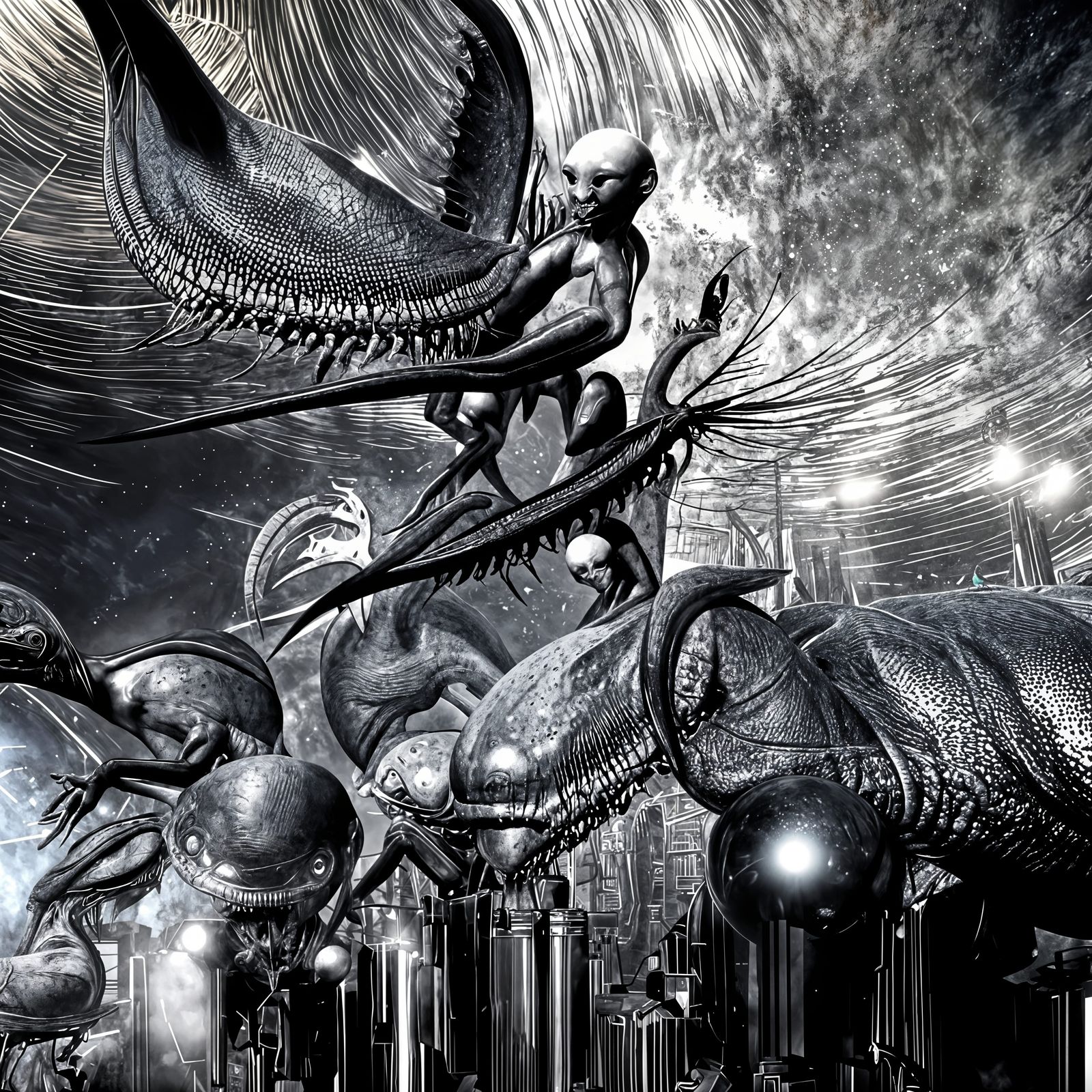 Emerged from Pods the Invaders became scabrous, beetle-like ...