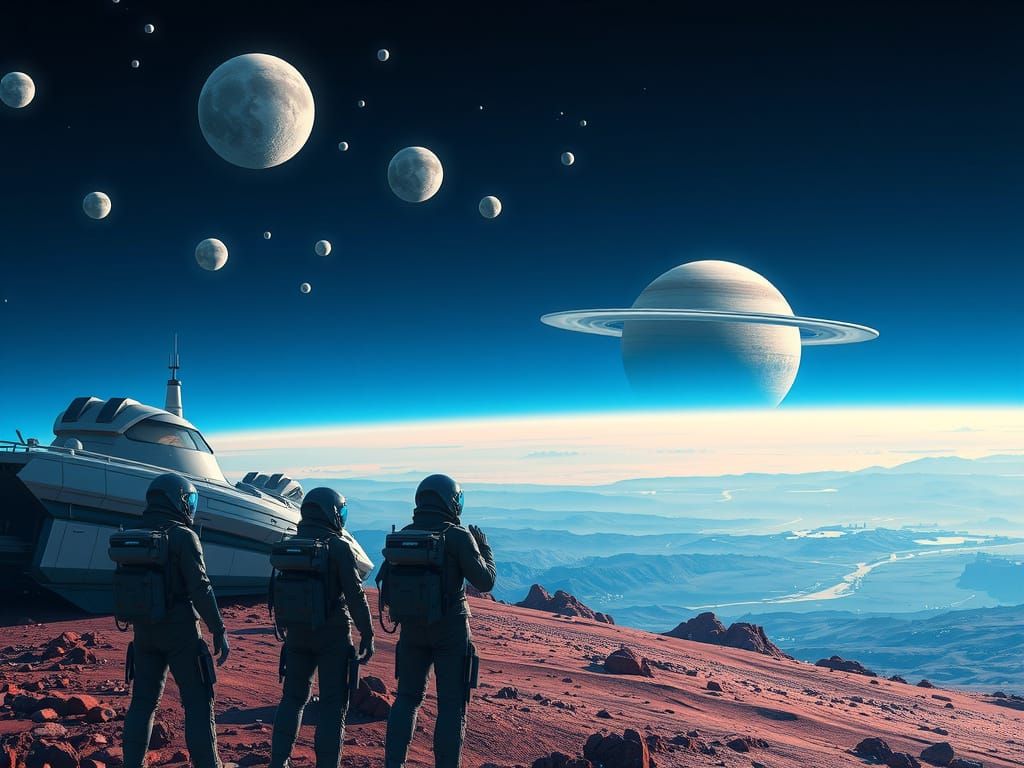 Humans in Futuristic Exosuits Terraform a Distant Planet