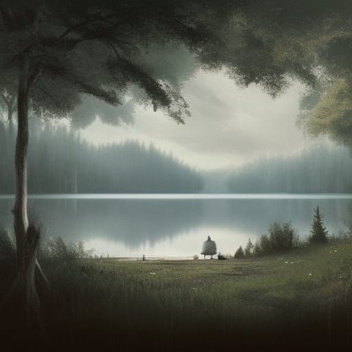 Sinister Lakeside Campsite at Forest Edge