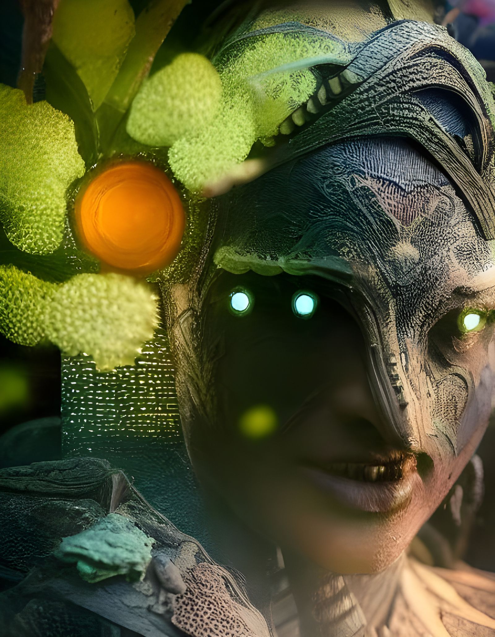 Insect Soldier Girl with Skin Disease: Digital Art