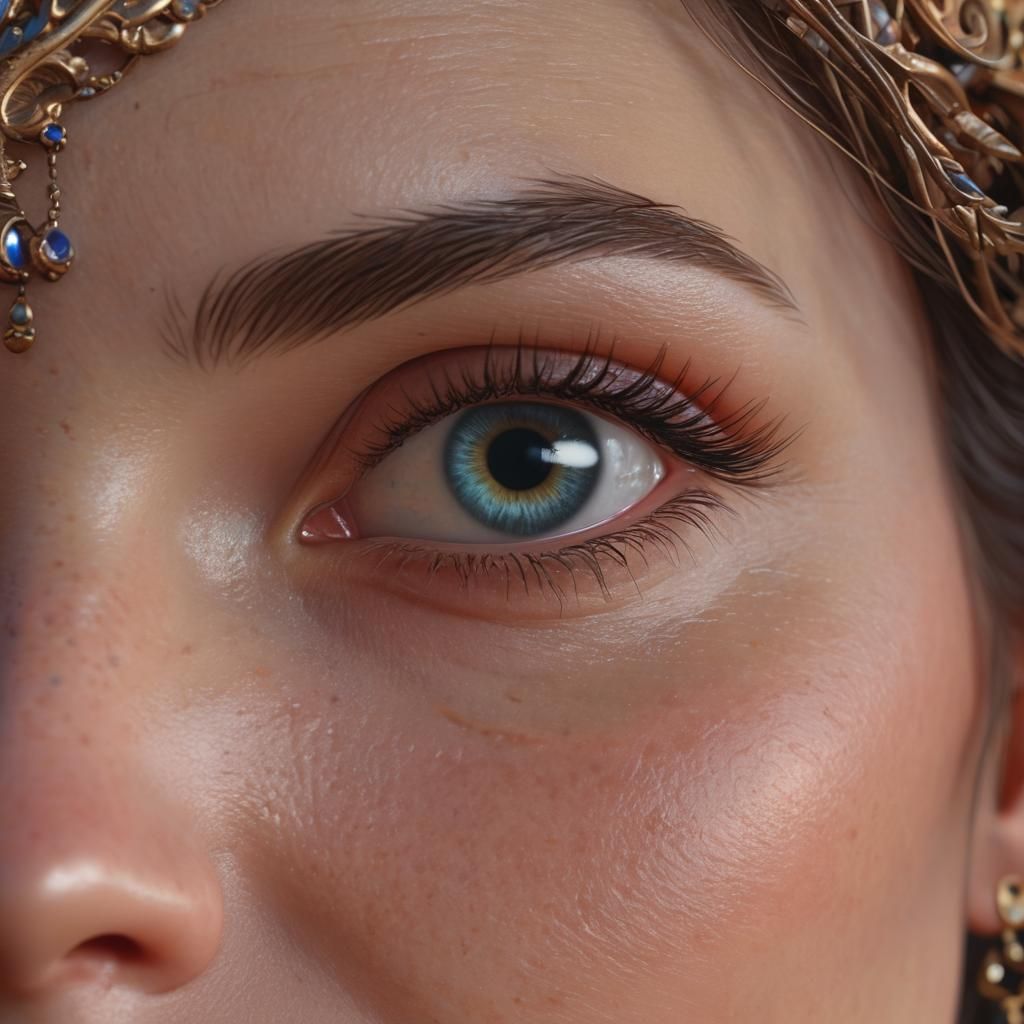 Woman with Beholder Eye: Hyperrealistic Concept Art