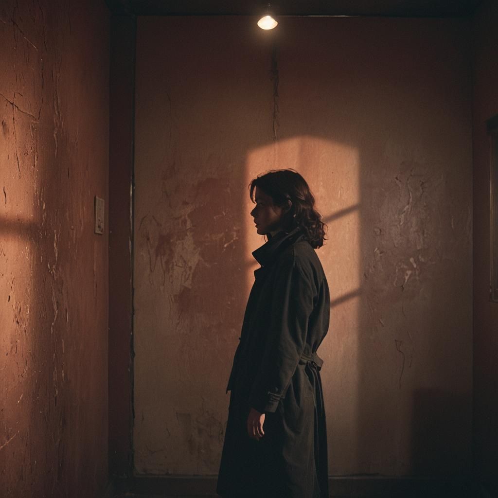 Moody Film Still: Lone Figure in Mysterious Room