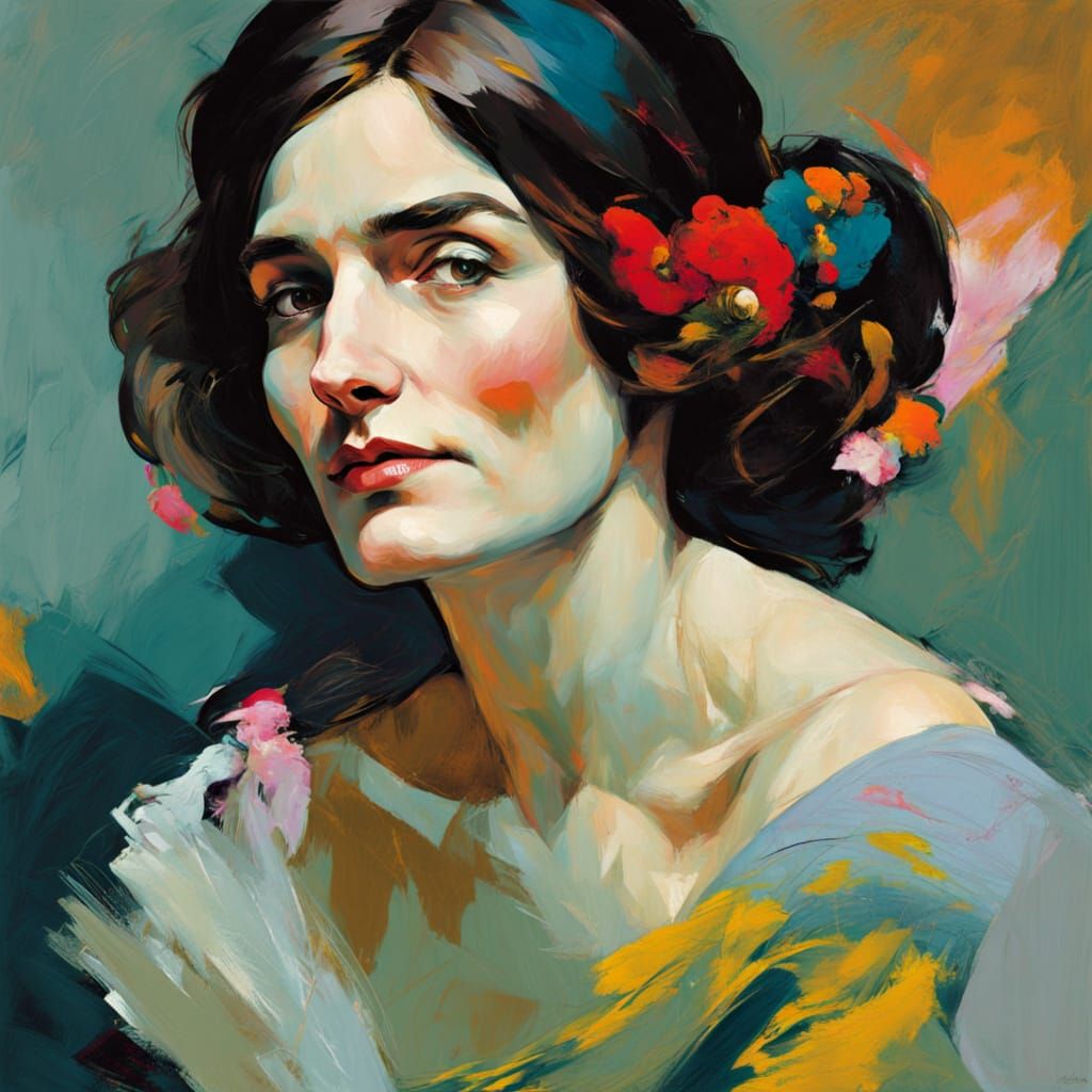 Post-Impressionistic Portrait in Velvet Painting Style