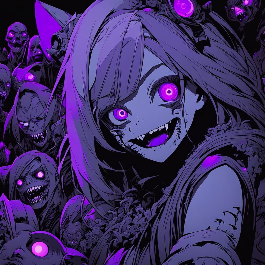 Cheshire Cat Girl Laughing in Zombie Apocalypse