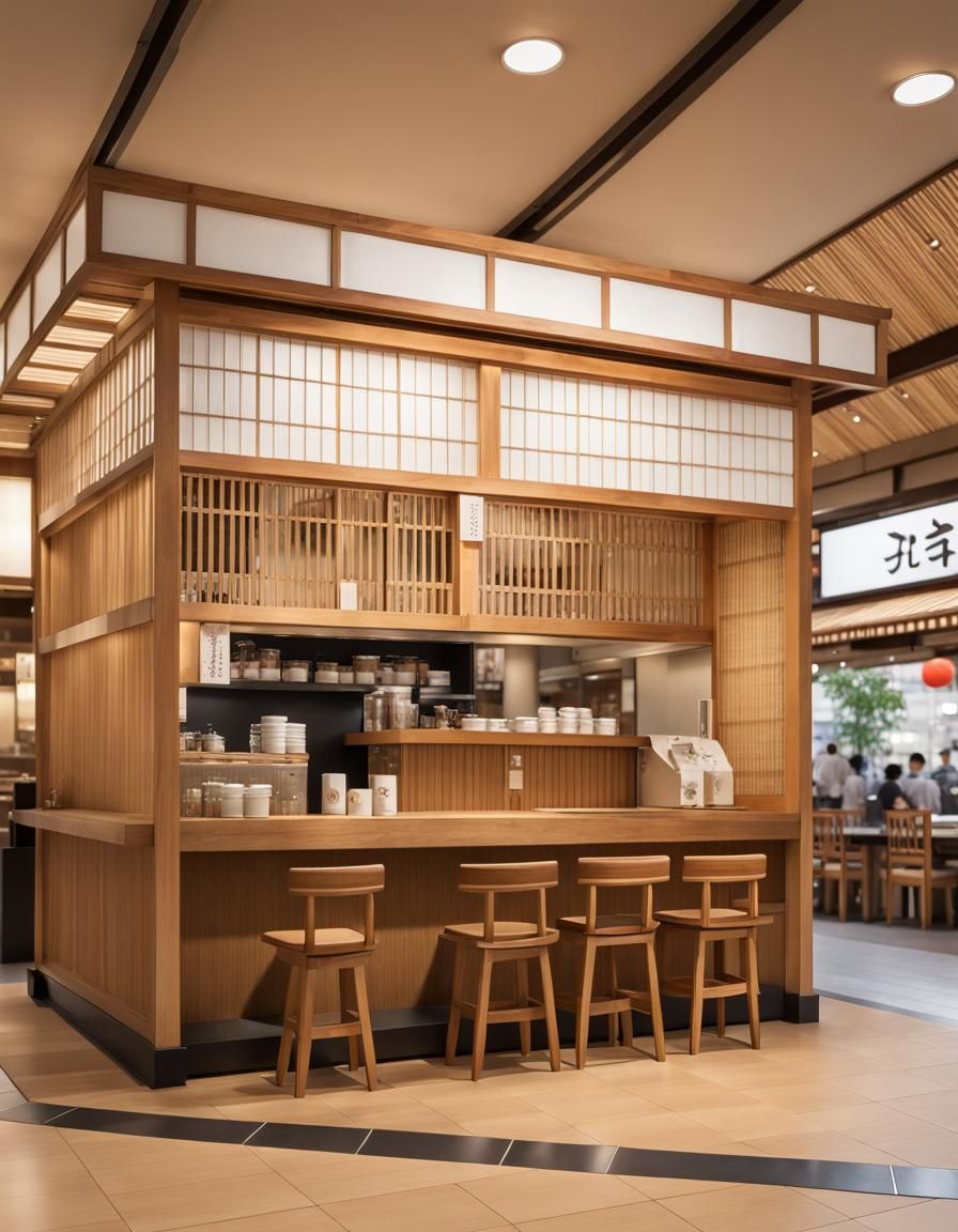 Japanese Cafe Interior in Traditional Style