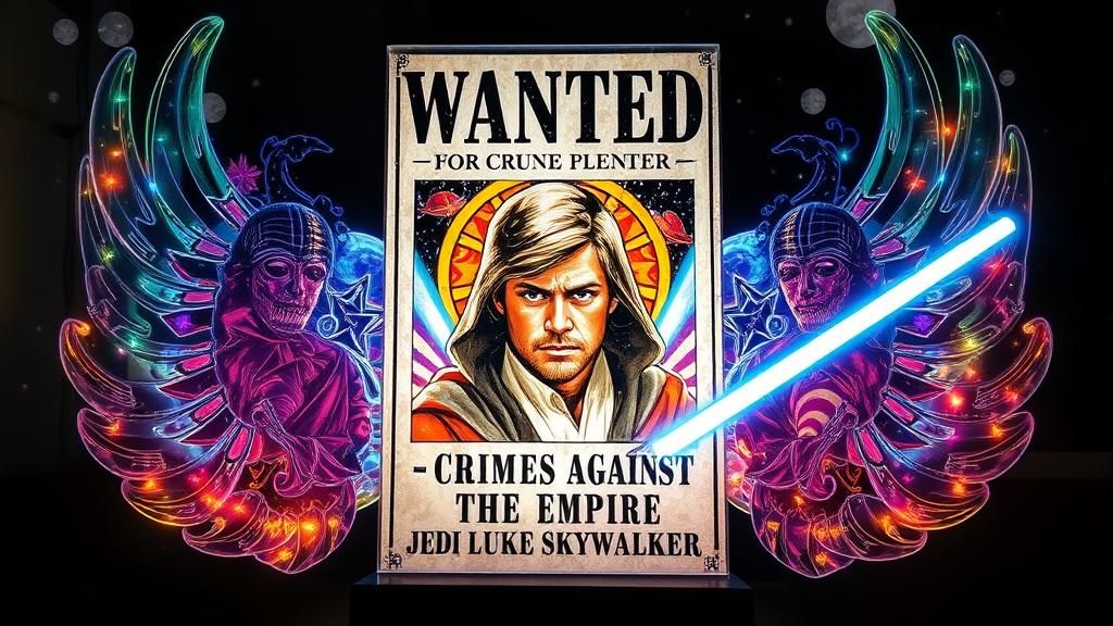 Luke Skywalker Wanted Poster in Stained Glass