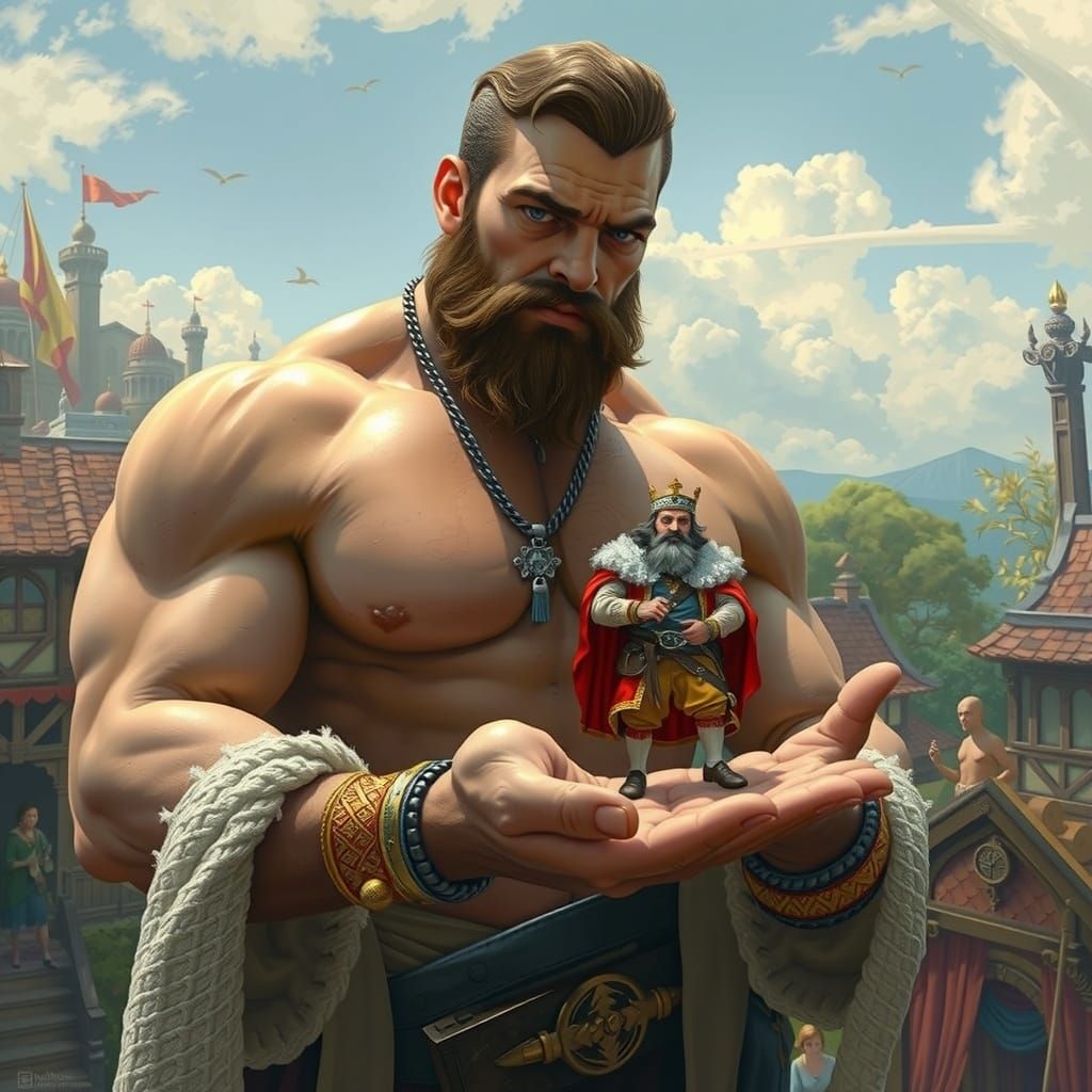 Gulliver and the Lilliputian King in Hyperrealism