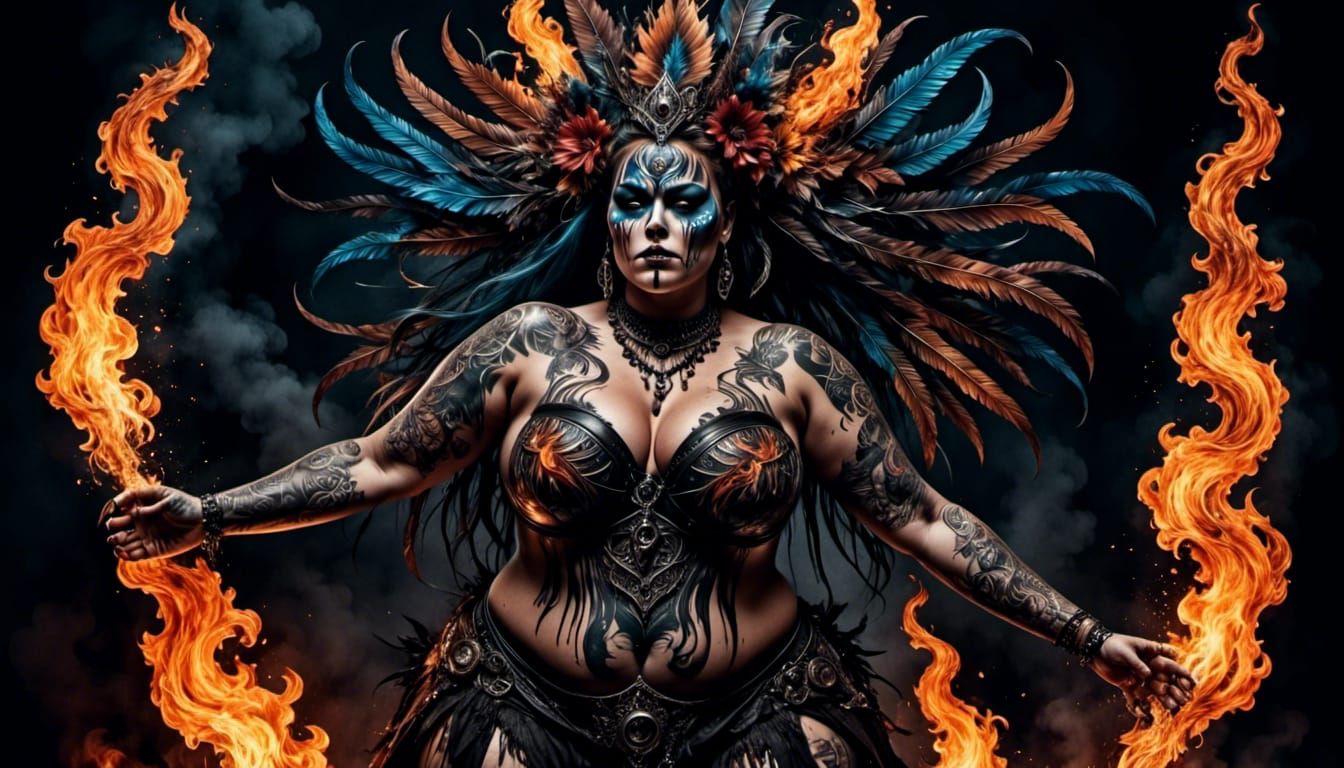 Decaying Elegance: Tattooed Dancer in Dark Goo