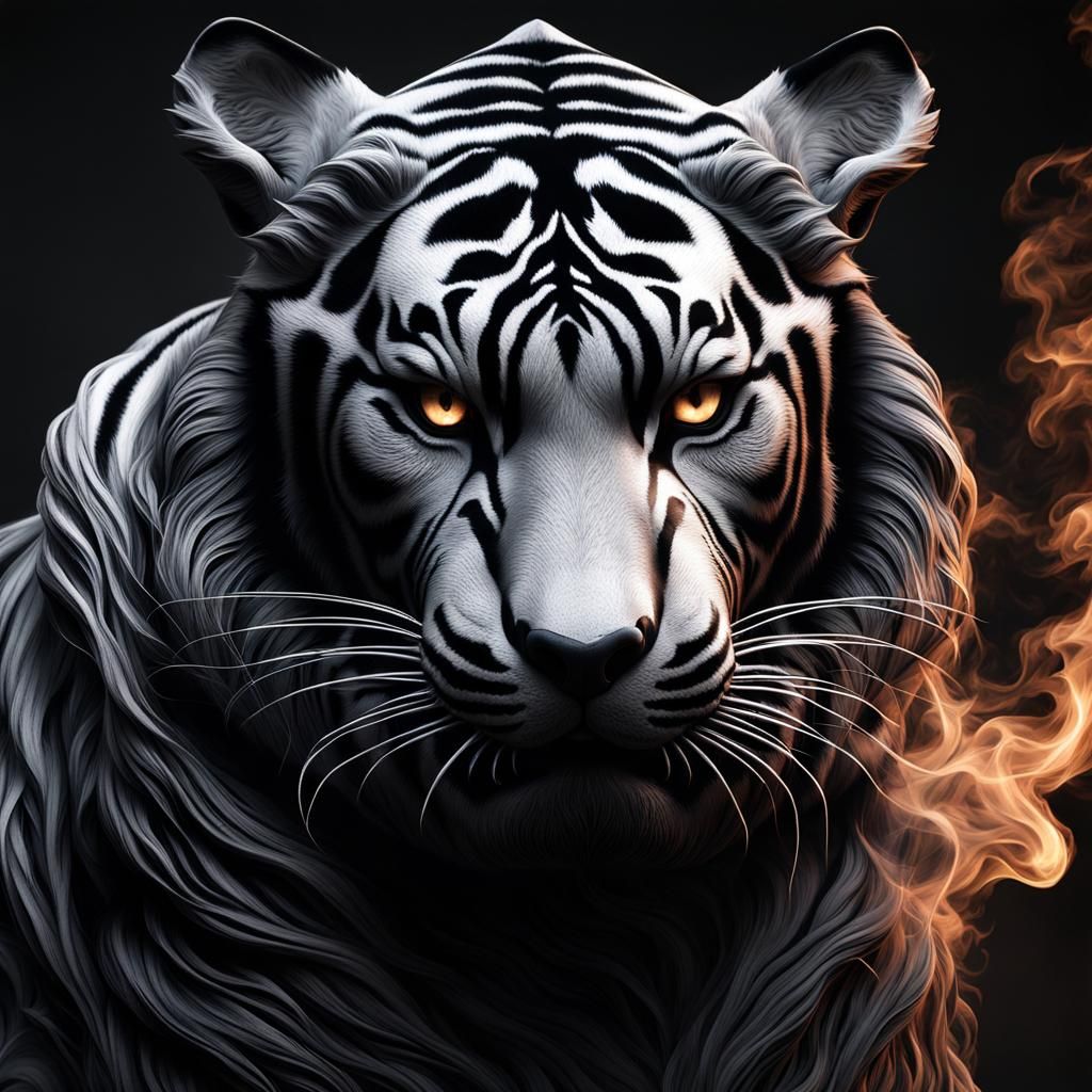 Dark Gothic Dire Tiger in Noir Surrealism