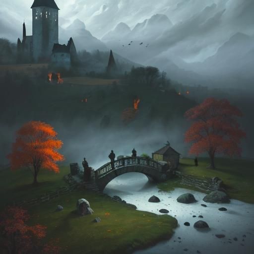 Surreal Floating Landscape in Digital Art Style