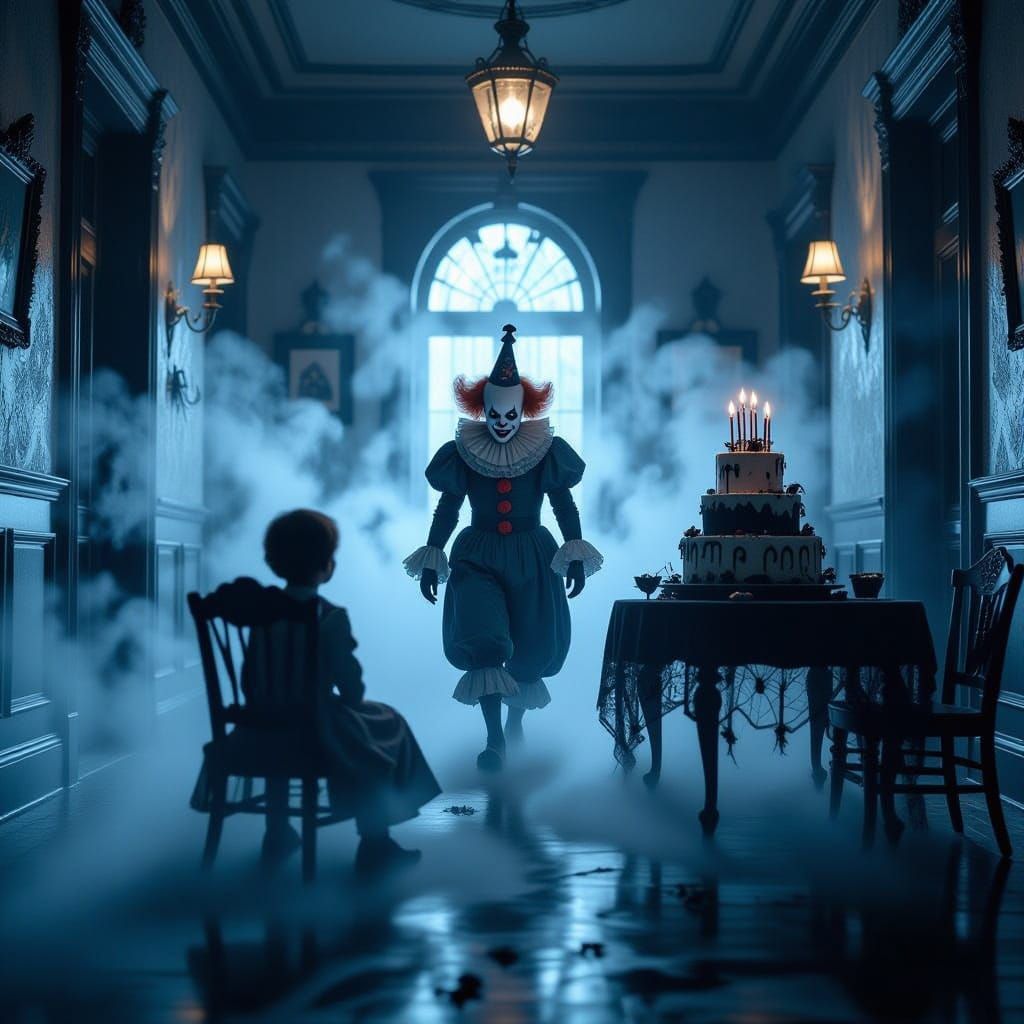 Ghostly Clown Approaches Victorian Birthday Party