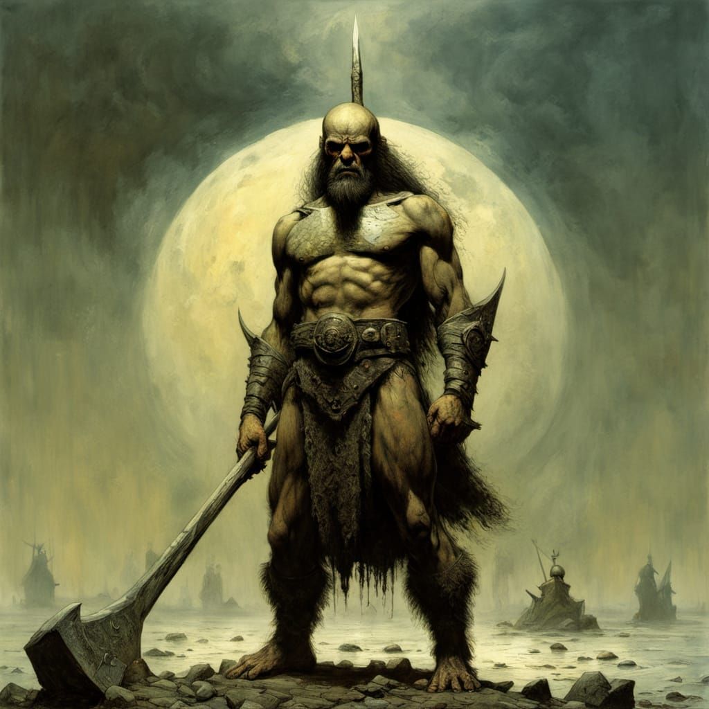 Brutal Axe Warrior in Dark Fantasy Style