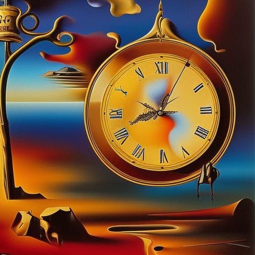 Surreal Melting Clock Inspired by Oil Painting