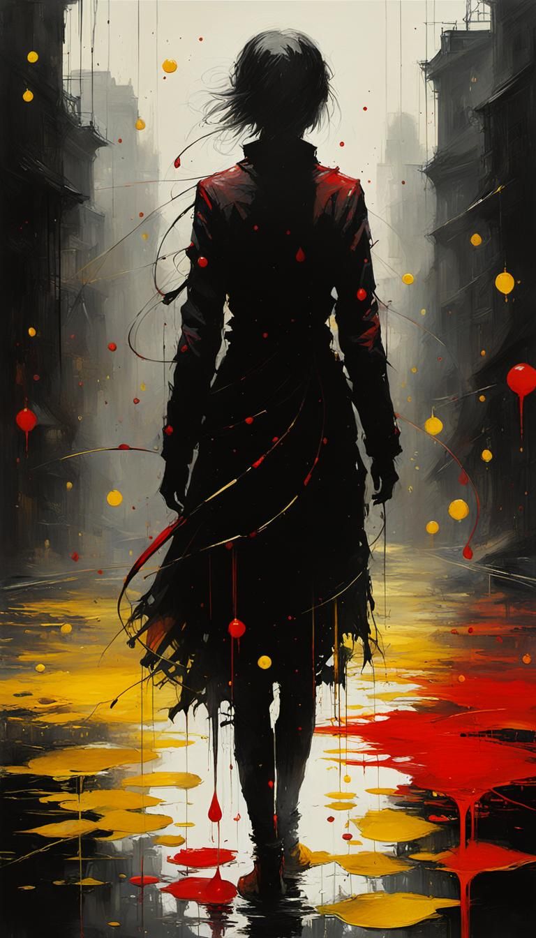 Dark Silhouette in Oil Painting Relief