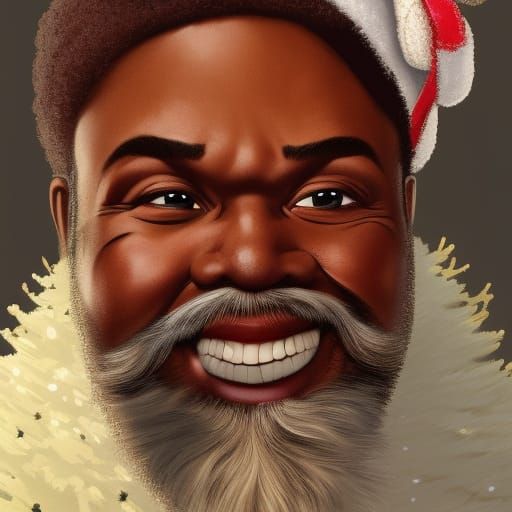 Black Santa Claus Portrait in Artgerm Style