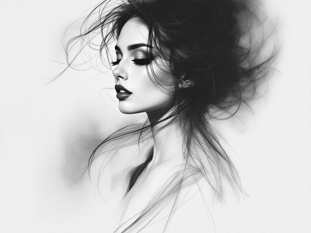 Ethereal Portrait of a Woman in Profile