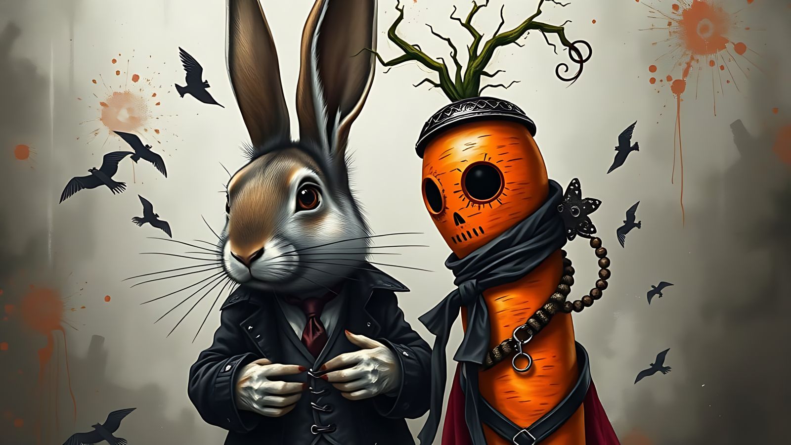 ‘So waddya reckon, a nice creamy carrot soup followed by a generous helping of hearty rabbit stew?’