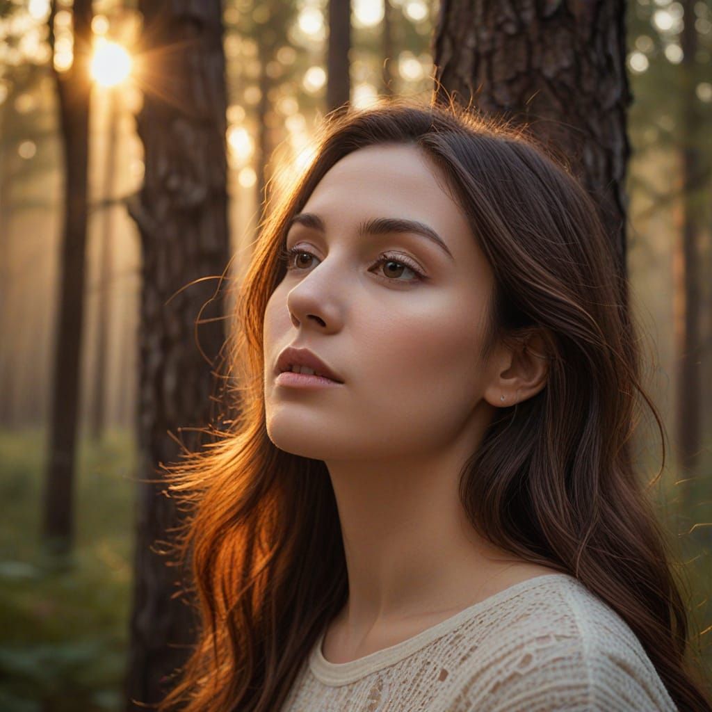 Young Woman in Whimsical Autumnal Fantasy Landscape