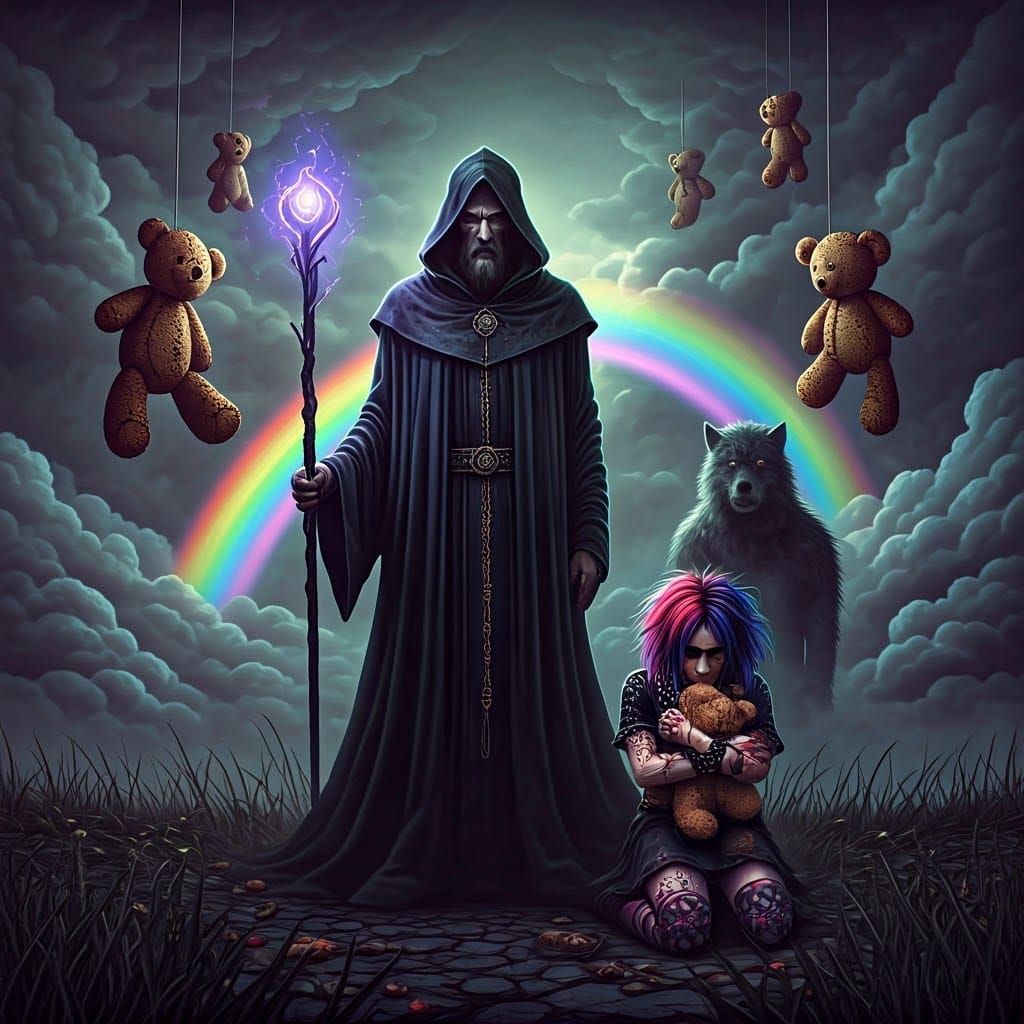 Merlin, Werewolf, and Goth Girl at Rainbow's End