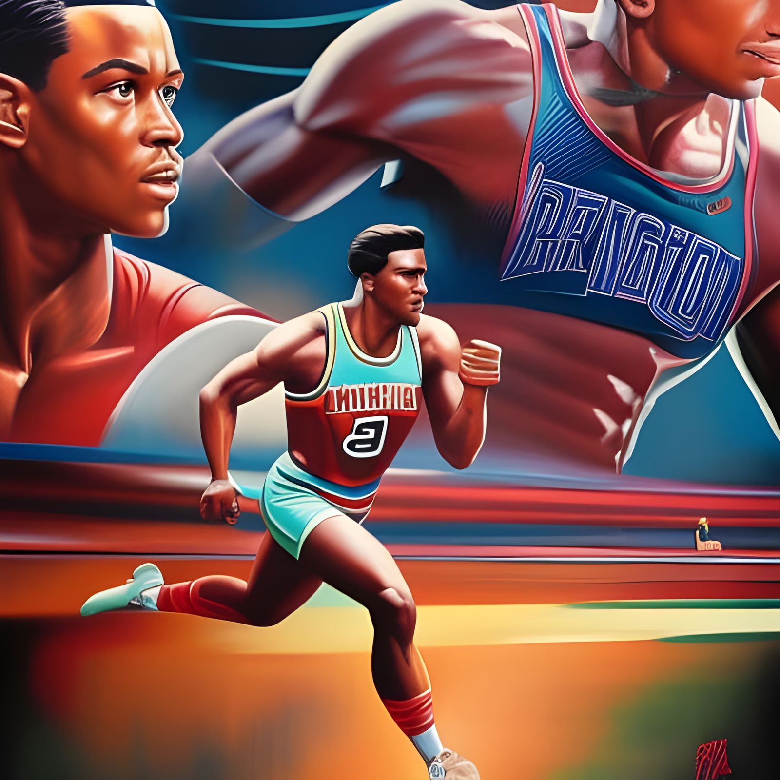 Retro Sports Poster of Athlete in Art Deco Style