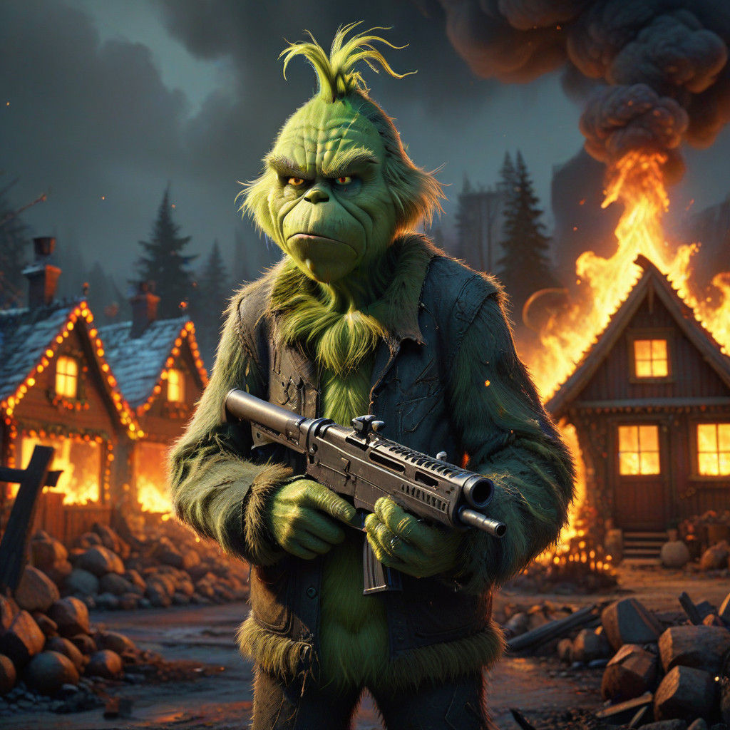 The Grinch Torches Christmas Village in Explosive Digital Ar...