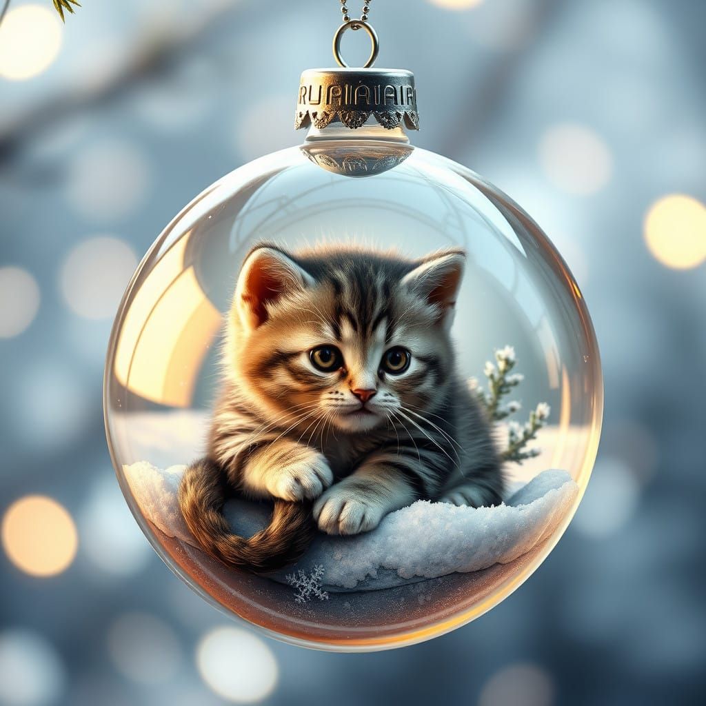 Christmas ornament. The ornament is spherical and transparen...