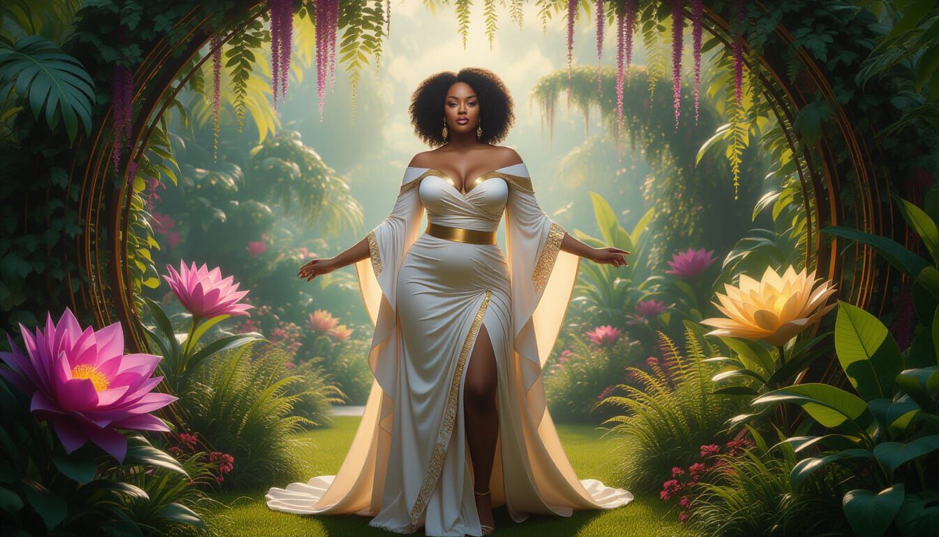 Bioluminescent Garden Goddess in a Dreamscape