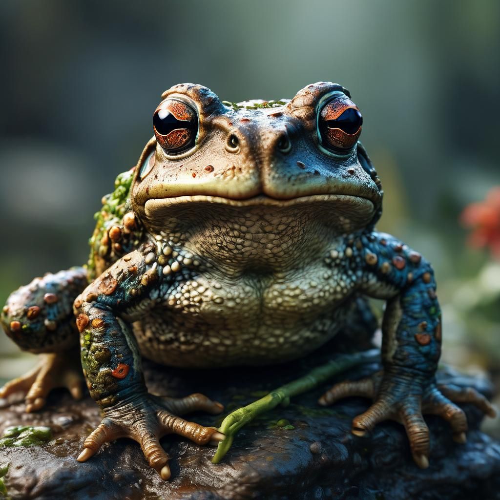 Hyperrealistic Portrait of an Adorable Toad