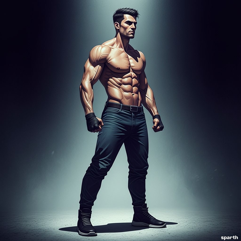 Powerful Man Standing in Cinematic Concept Art Style