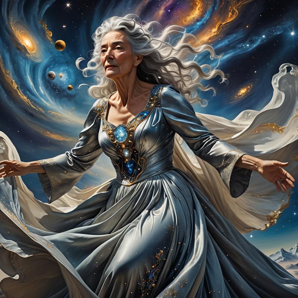 Radiant Cosmic Mother in Surreal Dreamscape