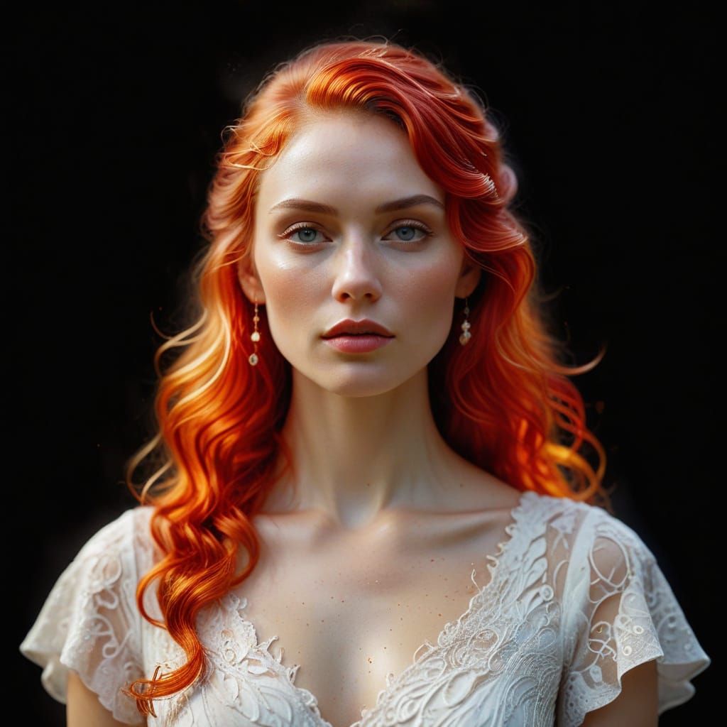 Ethereal Goddess in Dreamlike Setting with Golden Accents