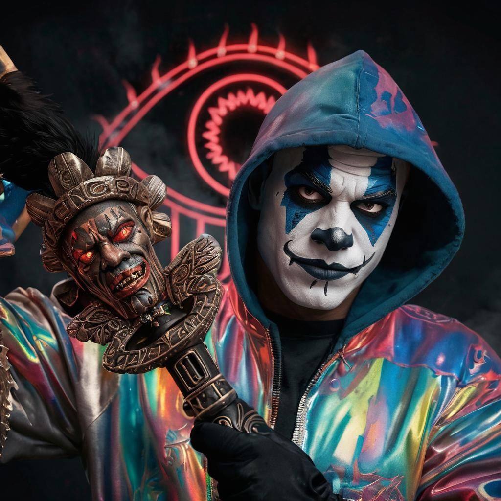 Menacing Thug Life Clown Wielding Macuahuitl