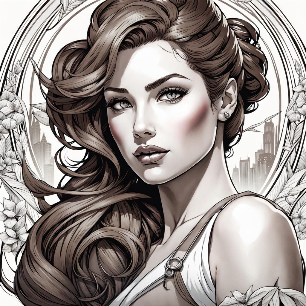 Botanical ink portrait