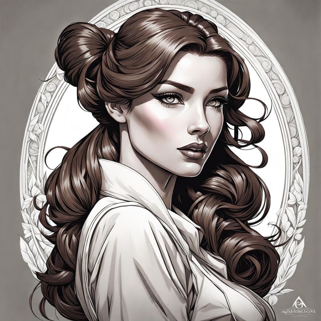 pin up style ink drawing