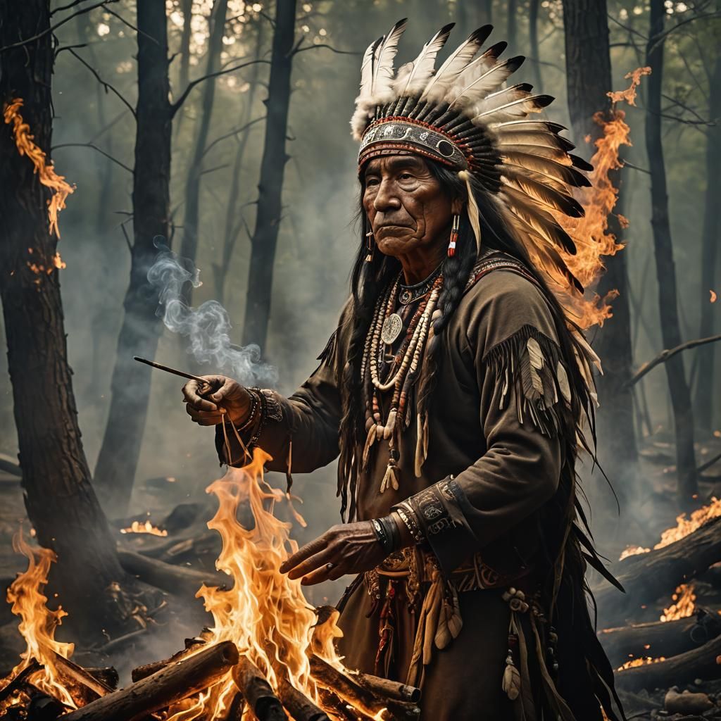 Ethereal Spirit Animal Rising from Fire