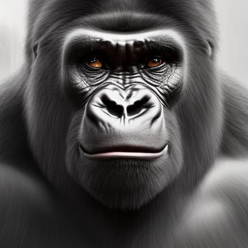 Magnificent Gorilla Warrior Portrait in Hyperrealistic Style
