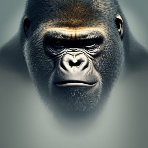 Magnificent Gorilla Warrior Portrait in Hyperdetailed Style