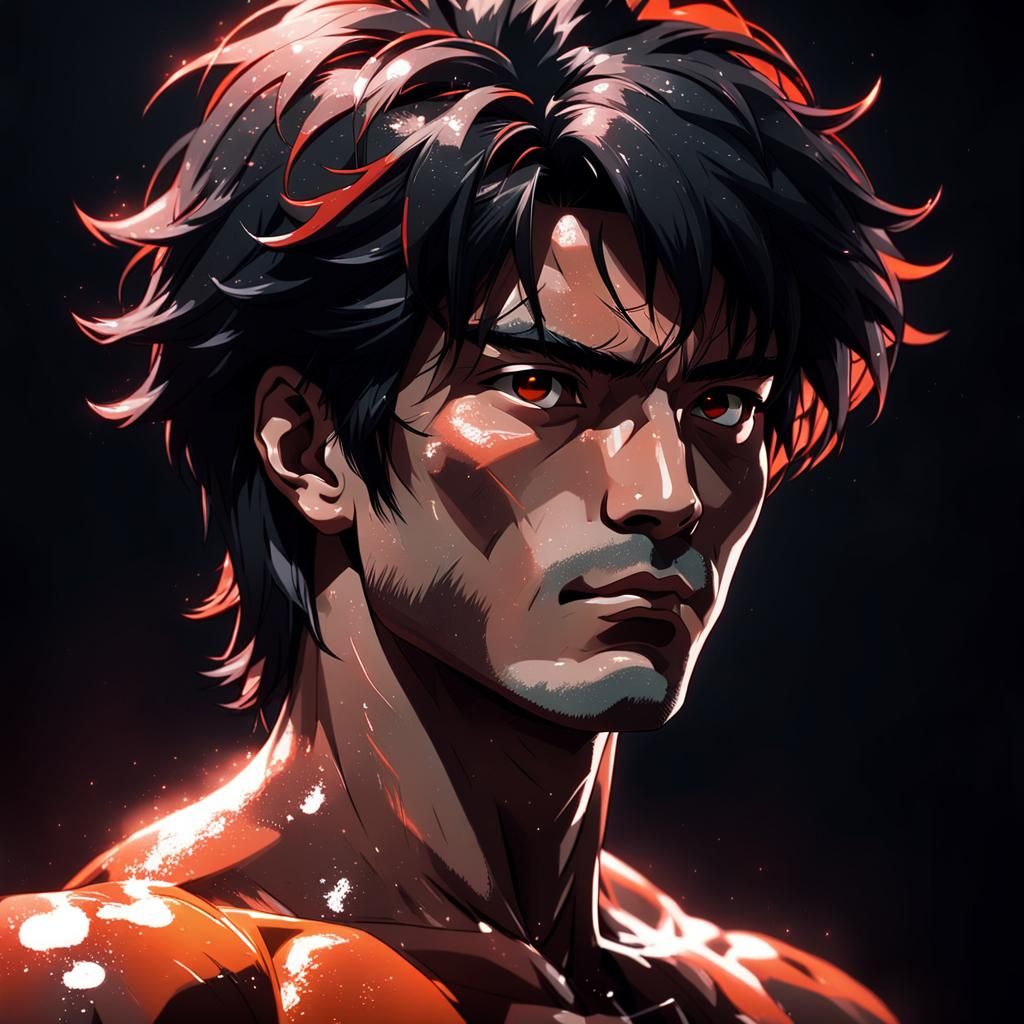 A Dark Anime Icon in Vintage Style