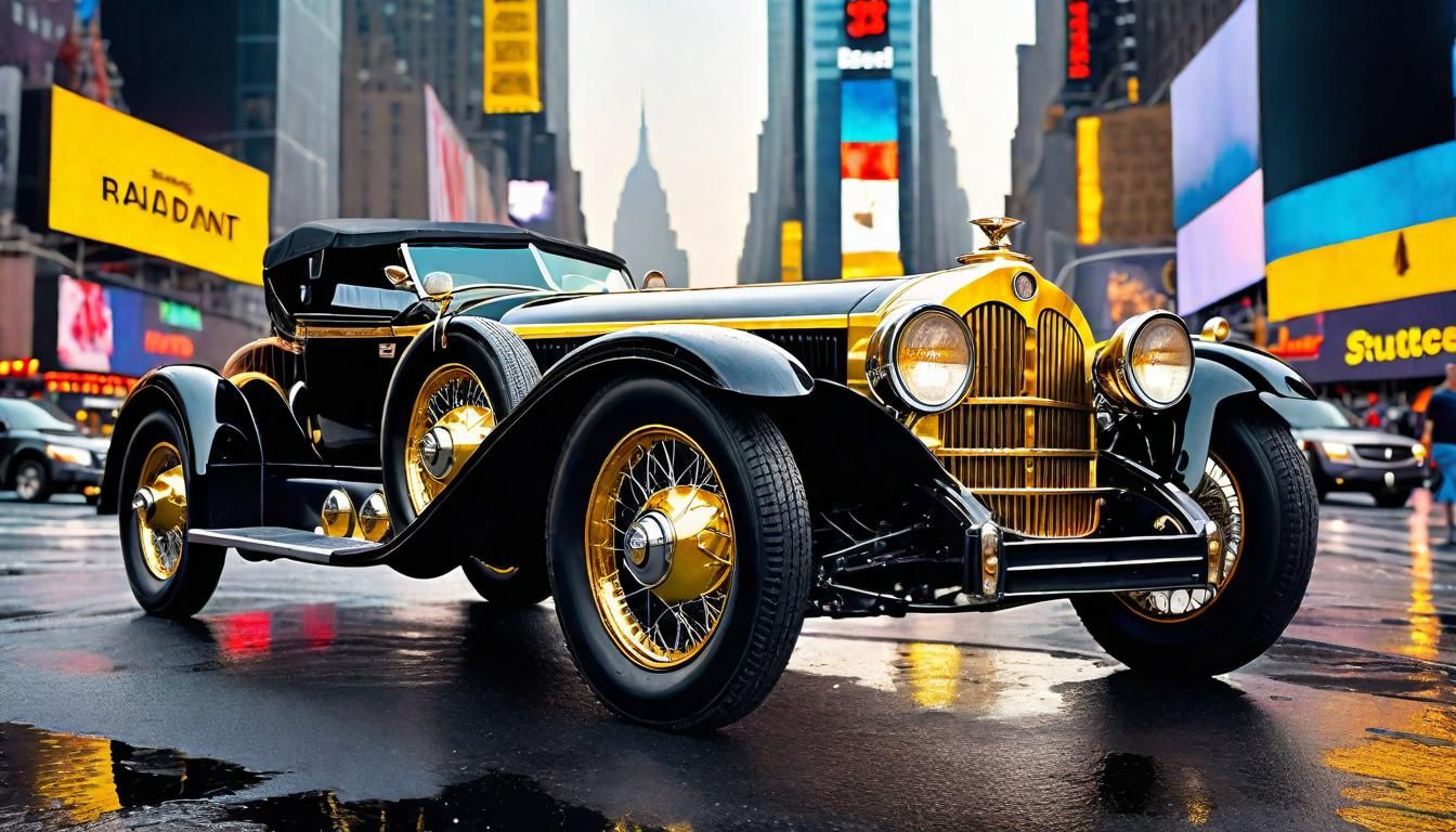 Stutz Bearcat at Times Square, New York City, After a Rain