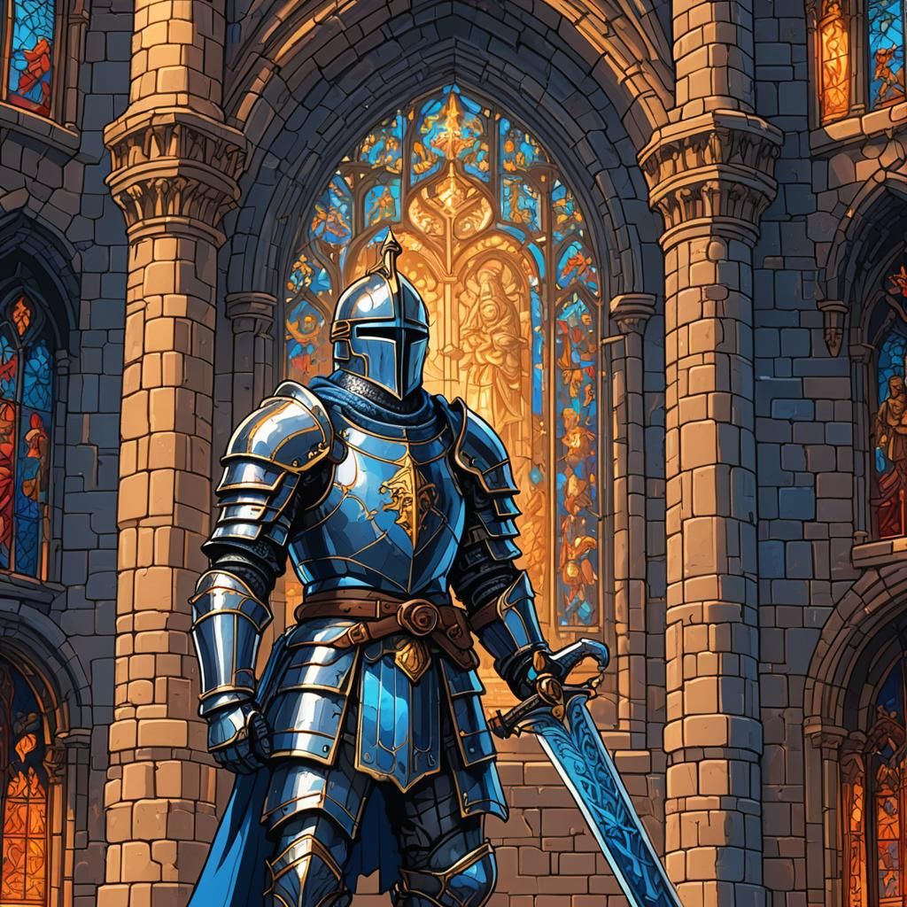 Knight in Shining Armor: Stylized Pixel Art