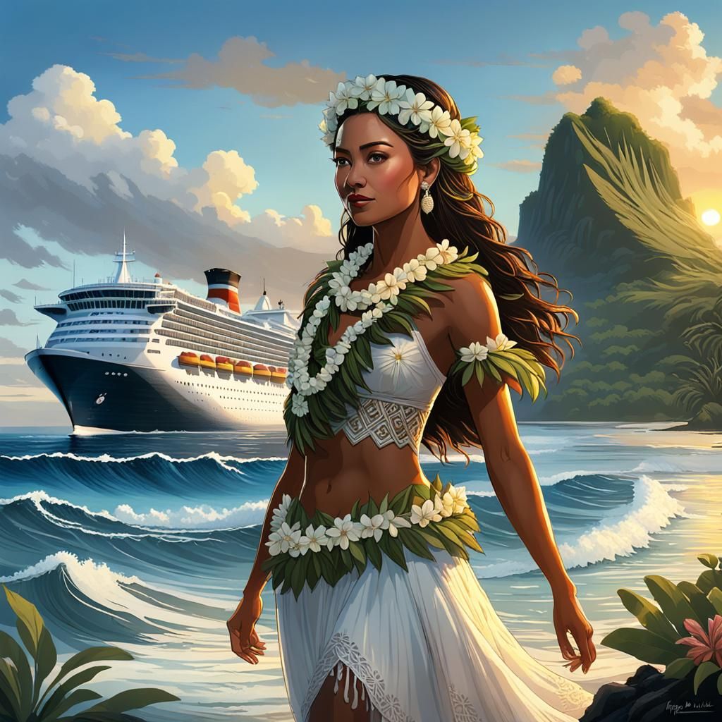 Island Princess Waves to Ship at Sunrise