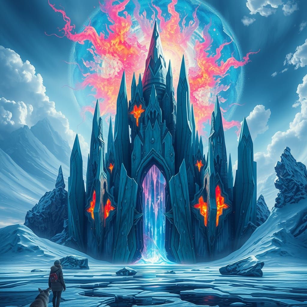 Mystical Arctic Portal with Crystalline Spires
