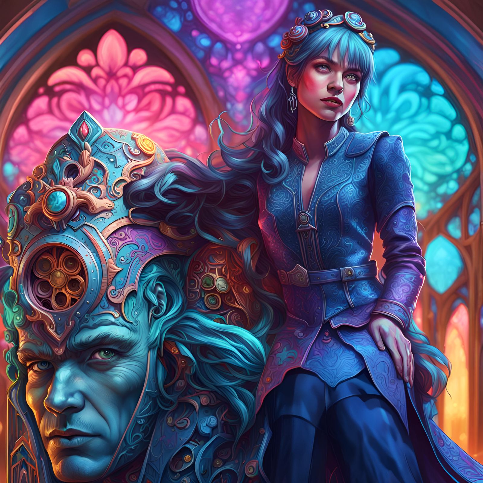 Psychedelic Castle Date: Hyperdetailed Fantasy Portrait